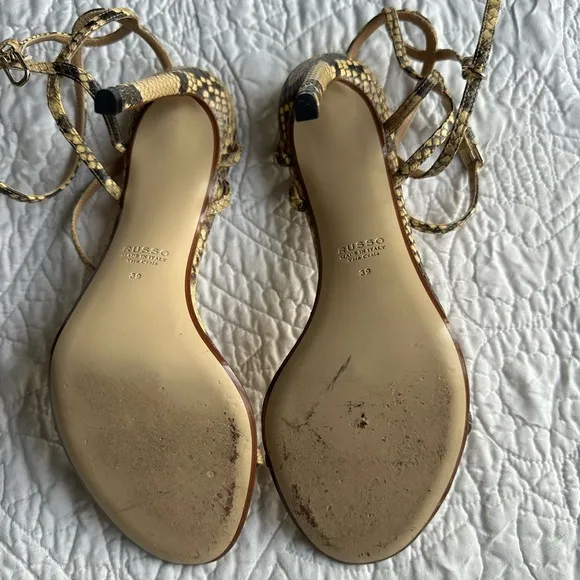 Francesco Russo strappy high-heeled sandals with a snakeskin pattern