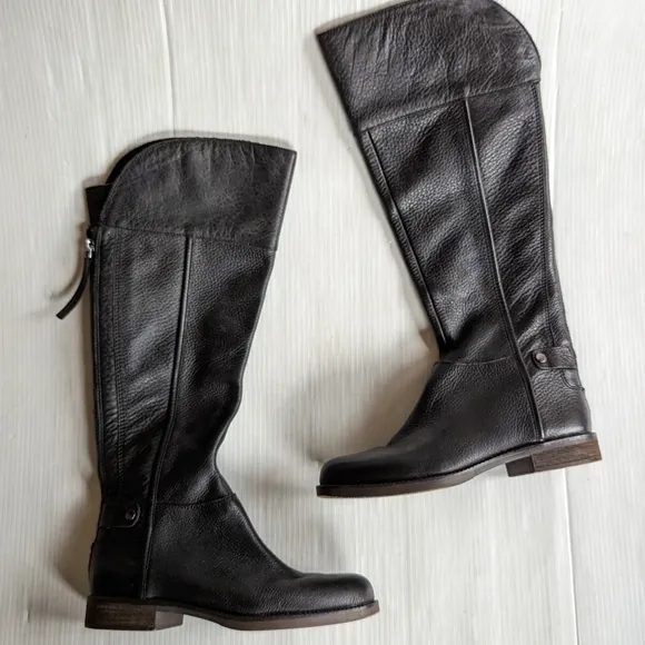 FRANCO Christine black leather knee high riding boots