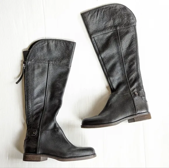 FRANCO Christine black leather knee high riding boots