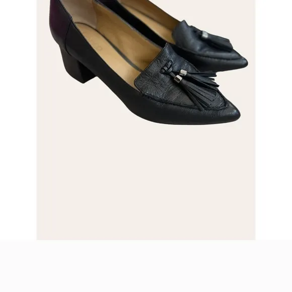 FRANCO SARTO- beautiful Black, Women's Size 8.5  Leather, He Tassel Loafers