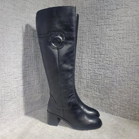 Franco Sarto Beckford Women's Size 6.5M Black Leather Tall Riding Boots