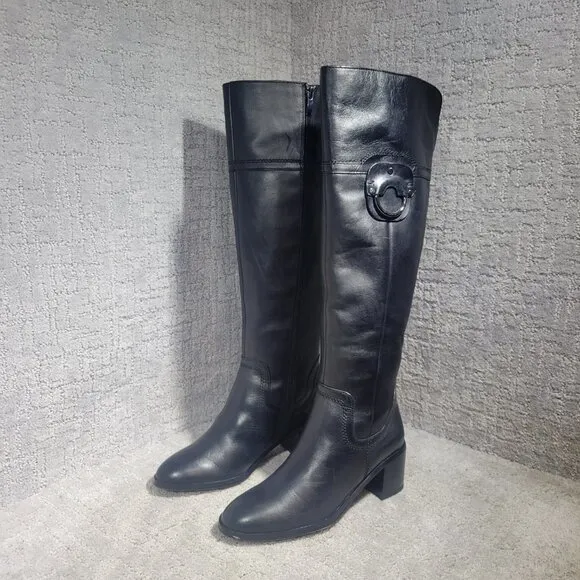 Franco Sarto Beckford Women's Size 6.5M Black Leather Tall Riding Boots