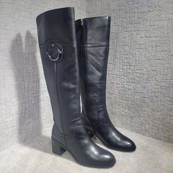 Franco Sarto Beckford Women's Size 6.5M Black Leather Tall Riding Boots