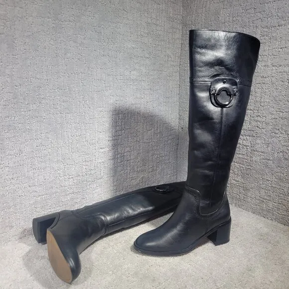 Franco Sarto Beckford Women's Size 6.5M Black Leather Tall Riding Boots