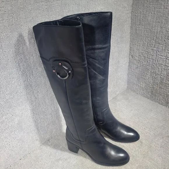 Franco Sarto Beckford Women's Size 6.5M Black Leather Tall Riding Boots