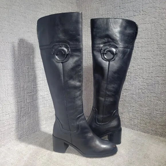 Franco Sarto Beckford Women's Size 6.5M Black Leather Tall Riding Boots