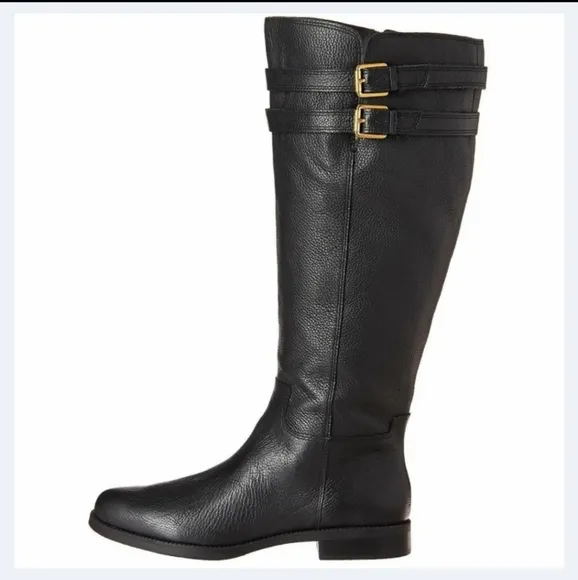 Franco Sarto Christoff Black Leather Knee Tall Riding Boots Womens Sz 5, 5.5