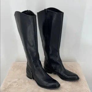 FRANCO SARTO CLARA Black Leather Riding Boots SIZE 9M