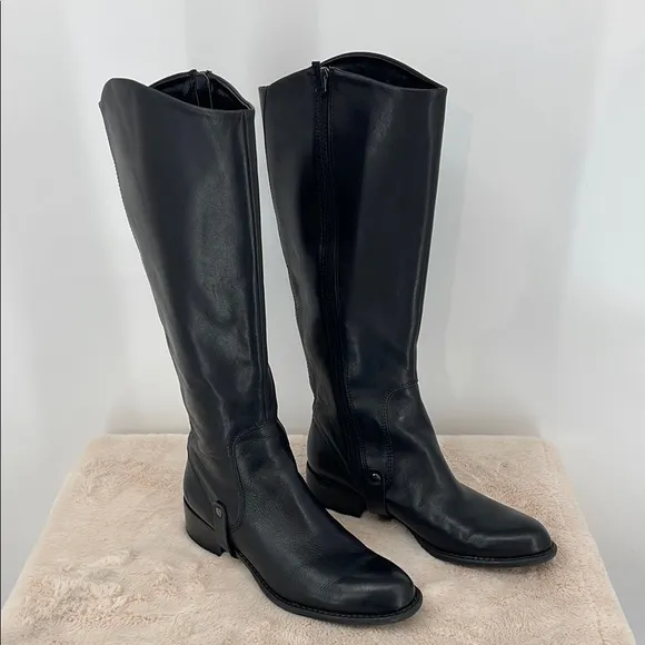 FRANCO SARTO CLARA Black Leather Riding Boots SIZE 9M