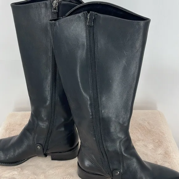 FRANCO SARTO CLARA Black Leather Riding Boots SIZE 9M
