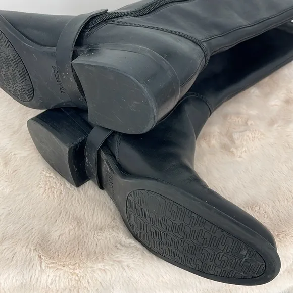 FRANCO SARTO CLARA Black Leather Riding Boots SIZE 9M