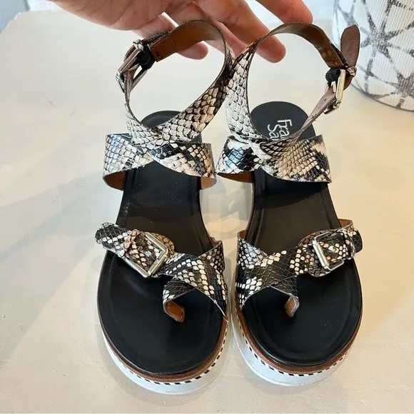Franco Sarto Eli Sport Wedge Sandal in Snakeskin sz 6