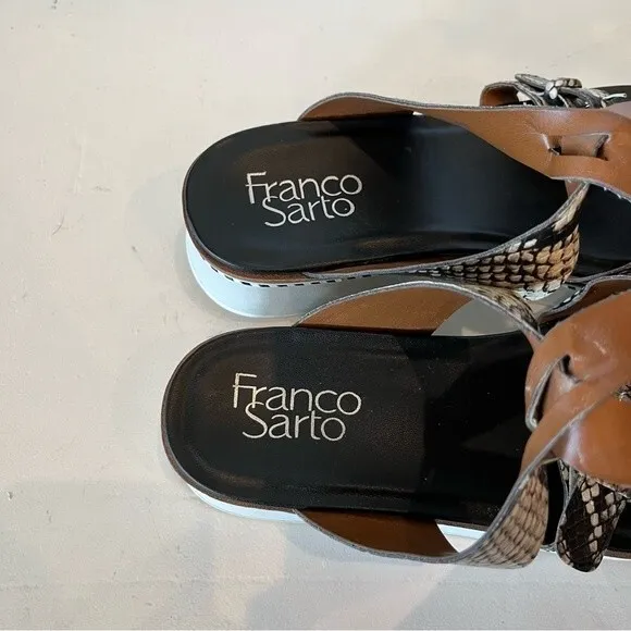 Franco Sarto Eli Sport Wedge Sandal in Snakeskin sz 6