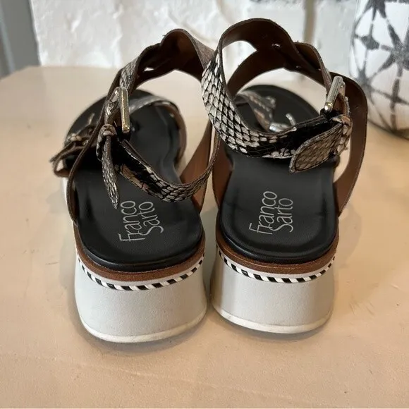 Franco Sarto Eli Sport Wedge Sandal in Snakeskin sz 6