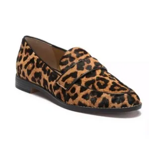 Franco Sarto Hudley 3 Camel Hair Slip-On Loafers Moccasins Leopard Animal Print