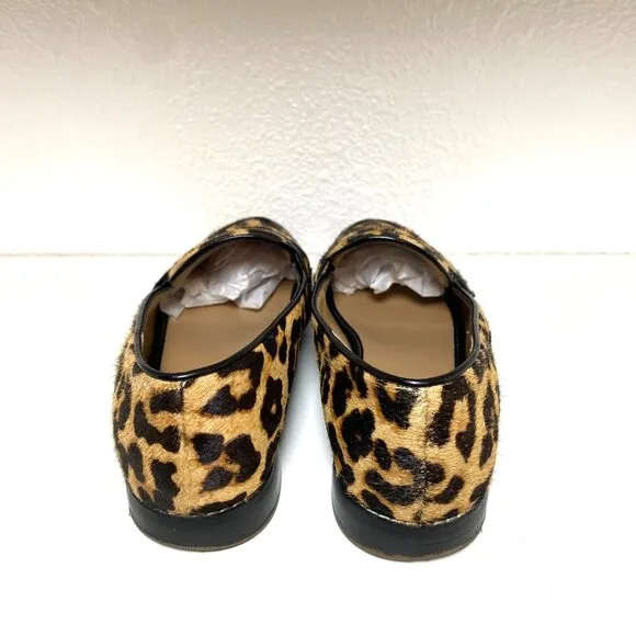 Franco Sarto Hudley 3 Camel Hair Slip-On Loafers Moccasins Leopard Animal Print