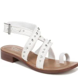 Franco Sarto Ina Toe Loop White Strappy Sandals
