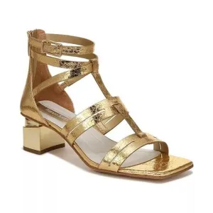 FRANCO SARTO Korie Dress Sandals Gold Metallic Strappy Block Heel Sz 8.5