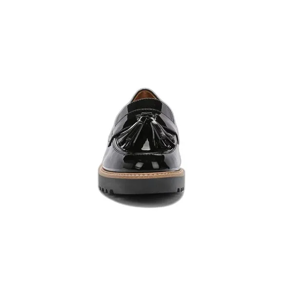 Franco Sarto L-Carolynn Black Patent Leather Loafers with tassels Sz 8 1/2 M NIB