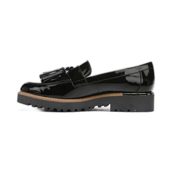 Franco Sarto L-Carolynn Black Patent Leather Loafers with tassels Sz 8 1/2 M NIB