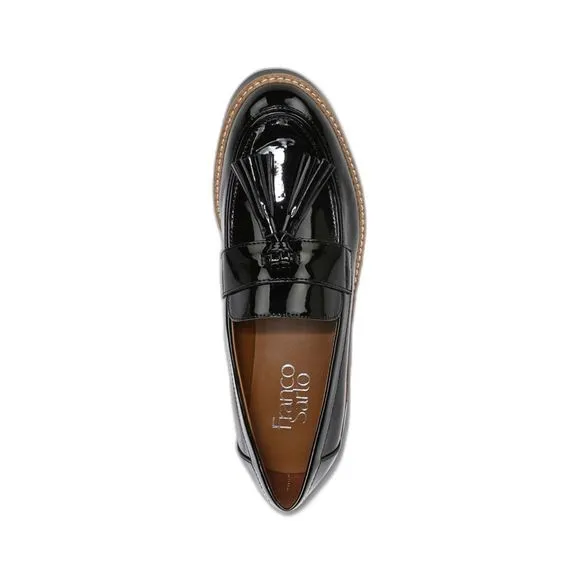 Franco Sarto L-Carolynn Black Patent Leather Loafers with tassels Sz 8 1/2 M NIB