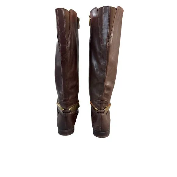 Franco Sarto Leather Boots L-Majesta Calf High Brown Size 7 M