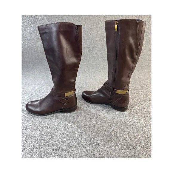 Franco Sarto Leather Boots L-Majesta Calf High Brown Size 7 M
