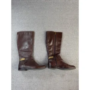 Franco Sarto Leather Boots L-Majesta Calf High Brown Size 7 M