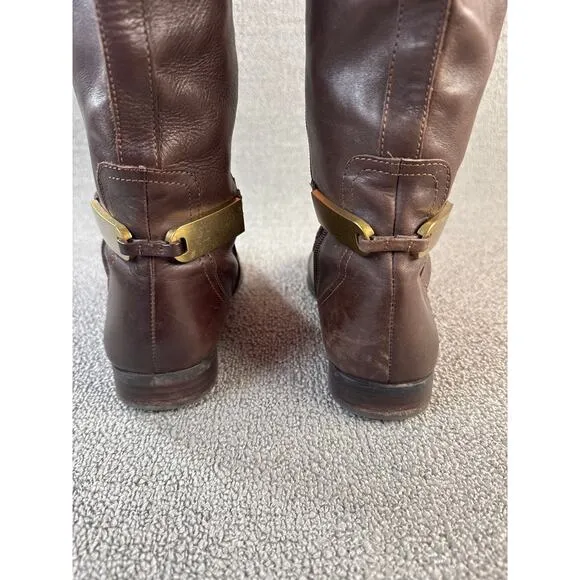 Franco Sarto Leather Boots L-Majesta Calf High Brown Size 7 M