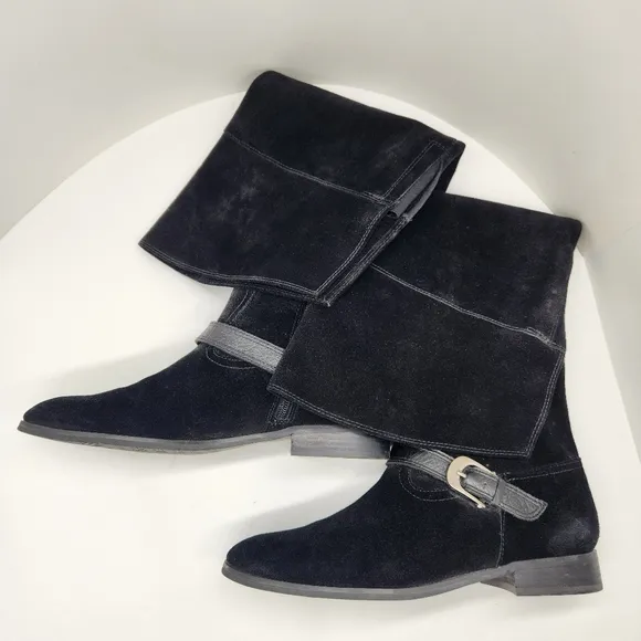 Franco Sarto over the knee boots women's 8.5M black suede riding flat equestrian