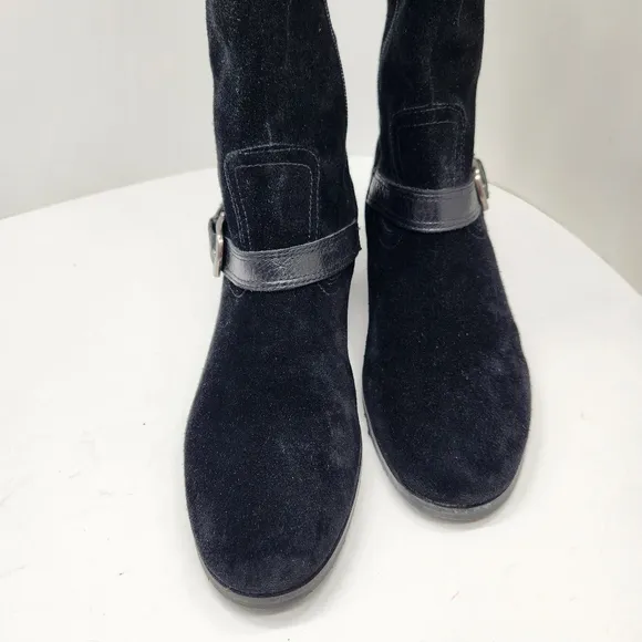 Franco Sarto over the knee boots women's 8.5M black suede riding flat equestrian