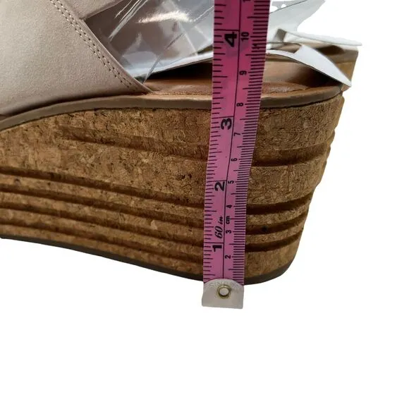 Franco Sarto Slingback Wedge Sandals Women A-Caroline Cream Suede Size 10M New