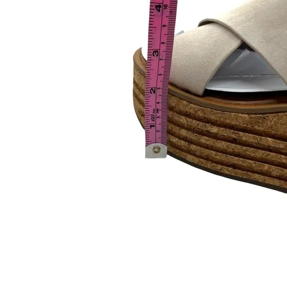 Franco Sarto Slingback Wedge Sandals Women A-Caroline Cream Suede Size 10M New