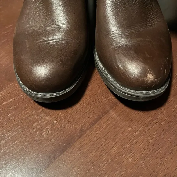 Franco Sarto Women's Chocolate Brown Riding Boots With Buckle &amp; Low Heel Size 6