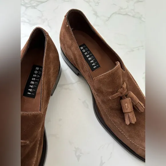 FRATELLI ROSSETTI Brown Suede Tassel Italian Made Loafers 5 Mens/ 6.5/7 Women’s