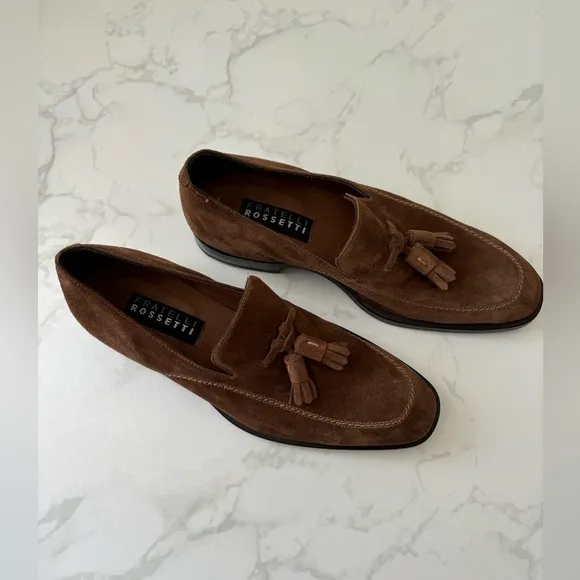 FRATELLI ROSSETTI Brown Suede Tassel Italian Made Loafers 5 Mens/ 6.5/7 Women’s