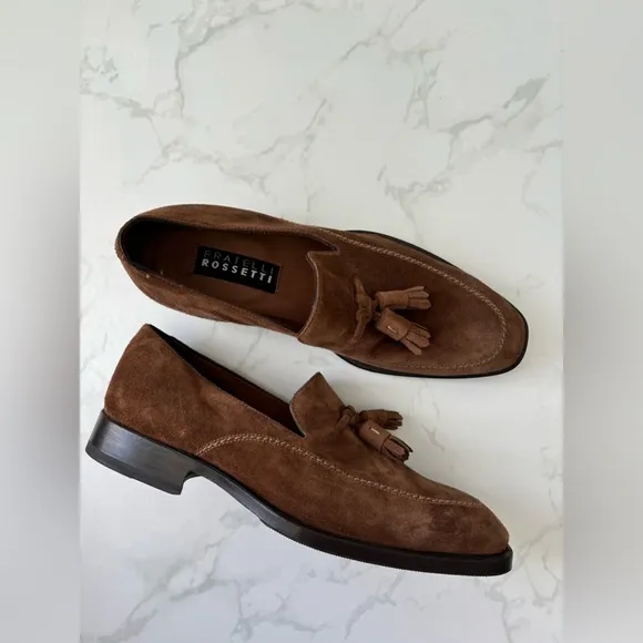 FRATELLI ROSSETTI Brown Suede Tassel Italian Made Loafers 5 Mens/ 6.5/7 Women’s