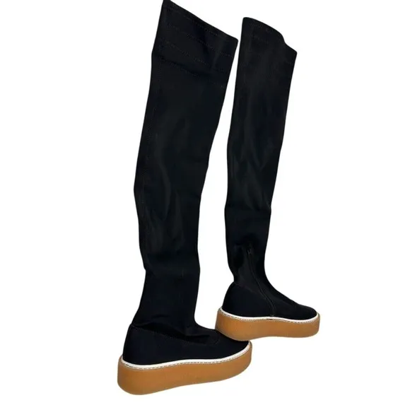 Free People 36 US 5.5-6 Outer Limits Thigh High Black Stretch Boots Over Knee