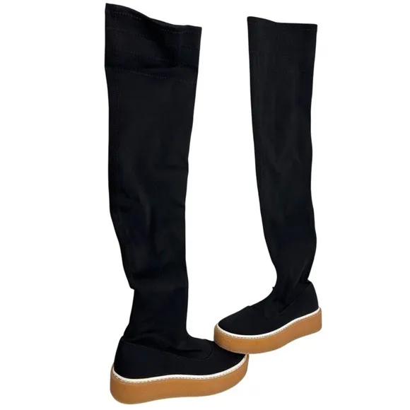 Free People 36 US 5.5-6 Outer Limits Thigh High Black Stretch Boots Over Knee