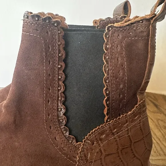 Free People Atlas Chelsea Boots Brown Leather Upper Shoes Size EU 40 US 9.5 *R*‎