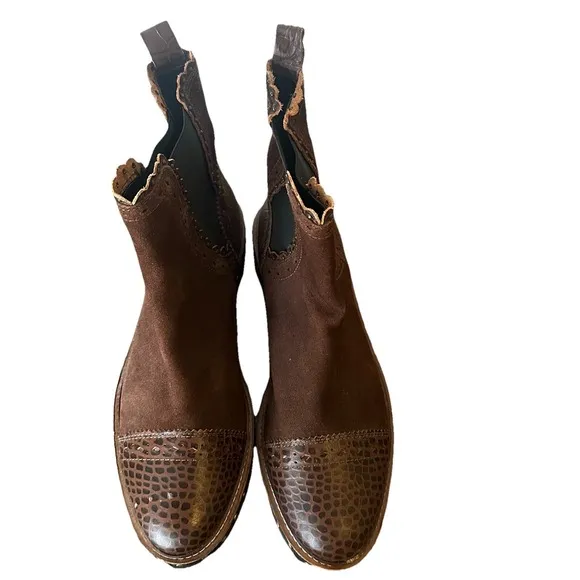 Free People Atlas Chelsea Boots Brown Leather Upper Shoes Size EU 40 US 9.5 *R*‎