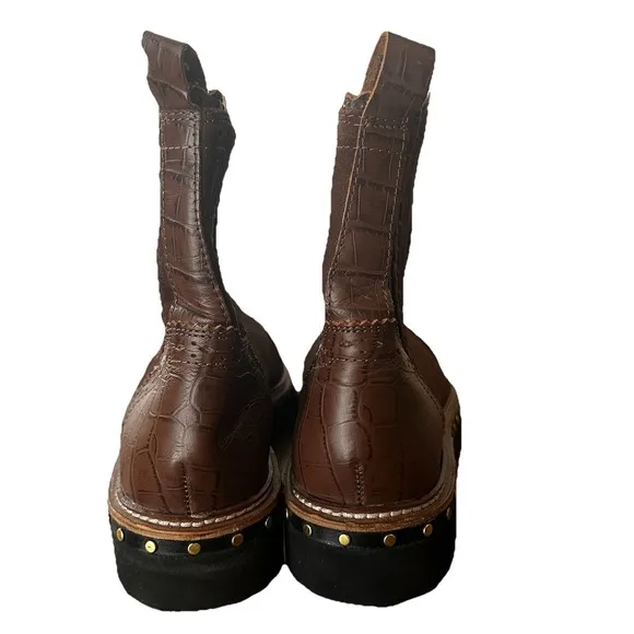 Free People Atlas Chelsea Boots Brown Leather Upper Shoes Size EU 40 US 9.5 *R*‎