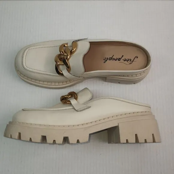 Free People Bone Lyra Link Loafers Mules