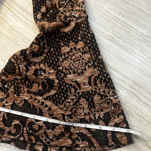 Free People - Brown and Black Bell sleeve dress boho print - size Medium