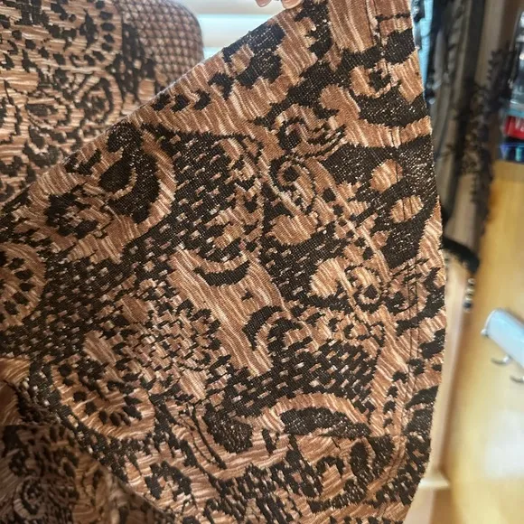 Free People - Brown and Black Bell sleeve dress boho print - size Medium