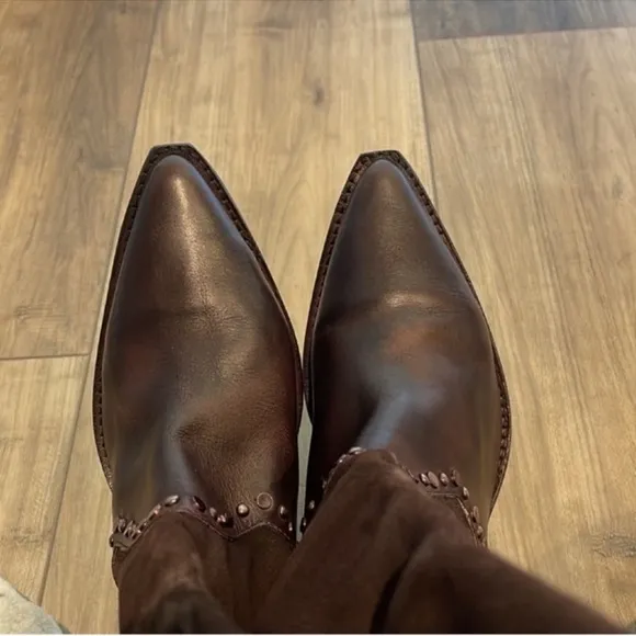 Free People BROWN Jaxon studded Western boots size 38 1/2