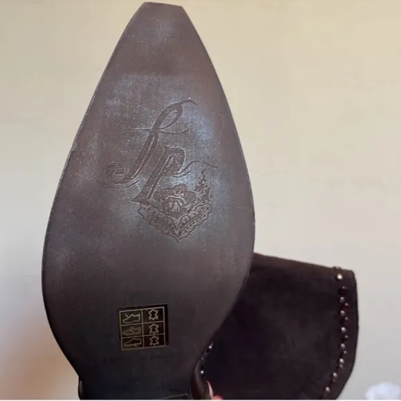 Free People BROWN Jaxon studded Western boots size 38 1/2