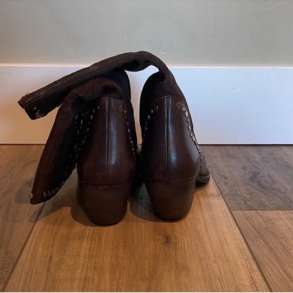 Free People BROWN Jaxon studded Western boots size 38 1/2
