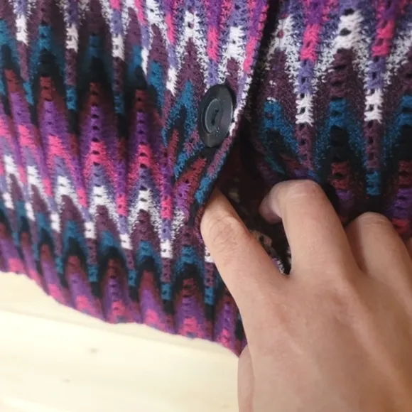 Free People, Chevron Knit Sweater Skirt, Purple/Pink/Peacock Blue/White. Size M‎
