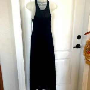 Free People EUC black racerback  witchy goth lined maxi dress size small